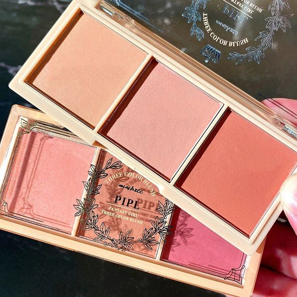 3 Colorsset Blush Plaque Pêche Palette Ace Minéral Pigment Joue Blush Poudre Maquillage Professionnel Contour Ombre Rose Blush 240116