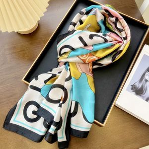 3 kleur mooie kwaliteit beach classic 100% zijden sjaal voor vrouwen lente ontwerpketenstijl lange sjaals sjaals wikkel met tag 180x90 cm sjaals