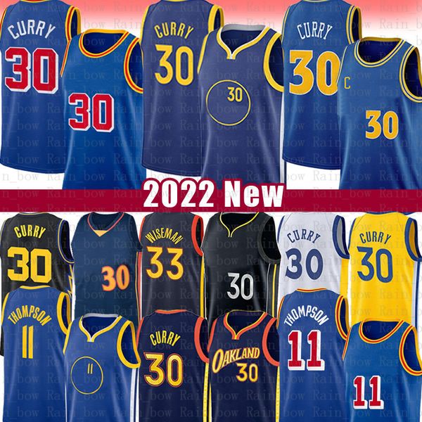 Stephen Curry Wiseman Basketball Maillots Klay Thompson Vintage Jersey Hommes Chemises S-XXL 30 33 11 MVP 75e