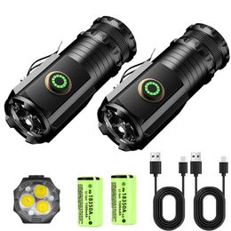 Mini lampe de poche LED 3 F350, puissante, type-c, Rechargeable, batterie 18350, torche SST20 2000LM, avec aimant arrière, lanterne tactique