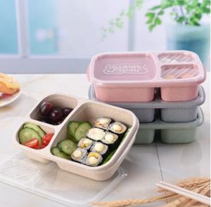 3 rasters lunchbox met deksel eten fruit dinerstorage box container keuken magnetron camping kind servies 4 kleuren