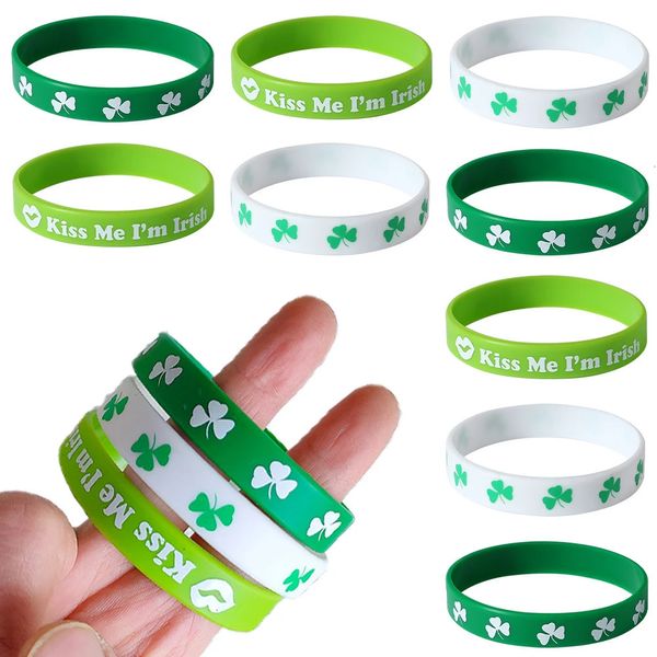 3 pulseras del día de San Patricio, accesorios decorativos de San Patricio, pulsera de buena suerte con trébol irlandés, pulsera de silicona 240129