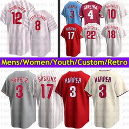 3 Maillot de baseball Harper 12 Schwarber 8 Castellanos Bryce J.T. Realmuto Rhys Hoskins Lenny Mike Didi Gregorius Alec Bohm Schmidt Dykstra Aaron Nola