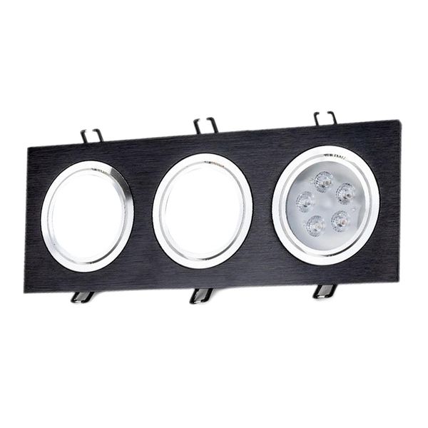 Soporte MR16 de plata cepillada de 3 cabezas Soporte de accesorios de iluminación GU10 Anillo de cara de copa de luz de foco LED Lámpara de tragaluz empotrada tradicional Shell oemled