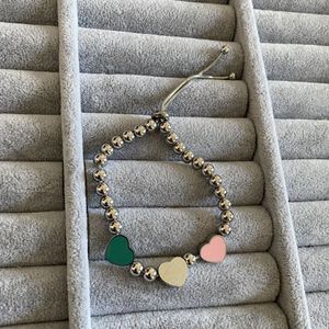 Bracelets en titane et acier avec 3 pendentifs en forme de cœur, Style de luxe, couleur or et argent, petites boules, cadeaux pour femmes, vente en gros