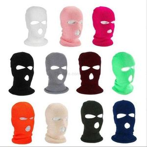 3 hoyos Bicicleta motocicleta Ciclismo Invierno Cálido Cuello Mascarilla Unisex Máscara al aire libre Deporte Térmico CS gorro de punto Capucha de esquí Casco enmascarado Gorras Alkingline