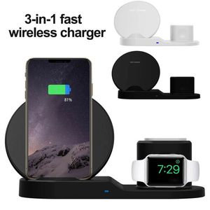 3 en 1 10W chargeur rapide sans fil Dock support de charge rapide pour iPhone 11 X XR XS Max montre 1/2/3/4 écouteur Samsung S10 note 10 plus