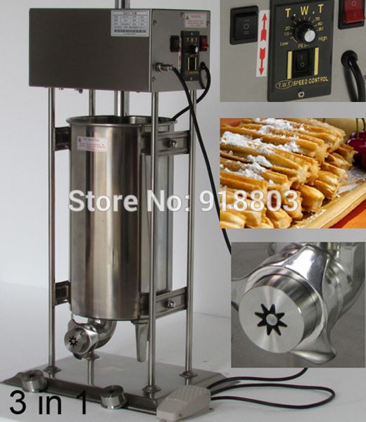 Machine à churros espagnole automatique électrique 3 en 1 15L + friteuse 6L + machine de remplissage de churros 700 ml