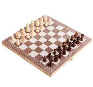 3 en 1 30 30CM planche pliante en bois jeu d'échecs international pièces ensemble Staunton Style Chessmen Collection jeu de société Portable282g8506128