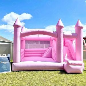 3 en 1 4.5x4m Trampolines rose Maison de rebond de mariage avec toboggan Trampolines en PVC Château gonflable gonflable Jumping Jumper bouncer Bridal For Party Games