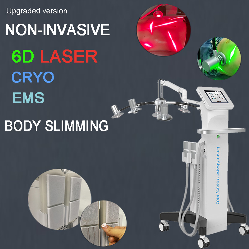 6D Lipo Laser Abnehmen Kryo EMS Cellulite Fettabbau Body Slim Maschine 532 nm Grün 635 nm Rotlicht Kaltquelle Laserbehandlungsausrüstung 2 Optionen für Sie