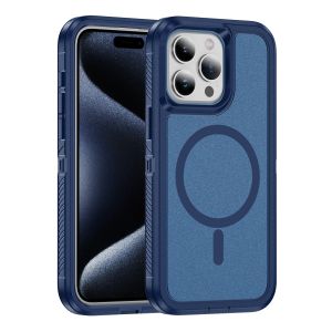 Coque de téléphone de chargement sans fil magnétique 3 en 1 Armor pour iPhone 15 14 13 12 11 Pro Max Samsung S24 S23 FE A15 4G 5G Pixel 8 Housse de protection arrière antichoc hybride