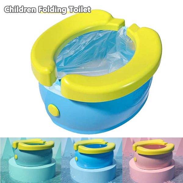 3 po en 1 bébé pliable Potté de toilette avec sac Kids Portable Travel Potty Training Seat Easy to Clean Silicone Closestool for Infant 231221