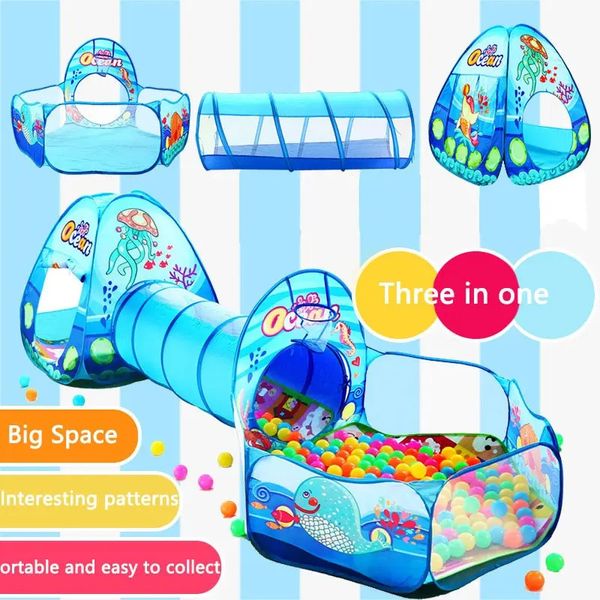 3 en 1 carpa de bebé Playpen con piscina de bola de niños de túnel Grande para niños portátiles Pit Bewling Playground House 240313
