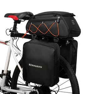 3 en 1 sac de support de vélo sac de coffre sac de siège arrière de vélo étanche sac isotherme avec 2 sacs suspendus latéraux sac de bagages de vélo 240219