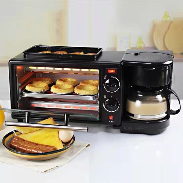 3 en 1 Machines à petit-déjeuner Cuisine 3 1 Mache Café Mache Pain Grille-pain Électrique Mi Four Chien Mache Cookg Roti Maker Ménage 230222