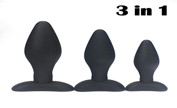 3 en 1 ensemble de plug anal jouets sexuels anaux noir lisse étanche Silicone Plug Anal unisexe jouets érotiques produits de sexe pour adultes pas cher 17908078508