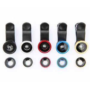 3 en 1 clip de lente de ojo de pez para teléfono celular 5 colores disponibles 180 grados de lente de ojo de pez para iPhone