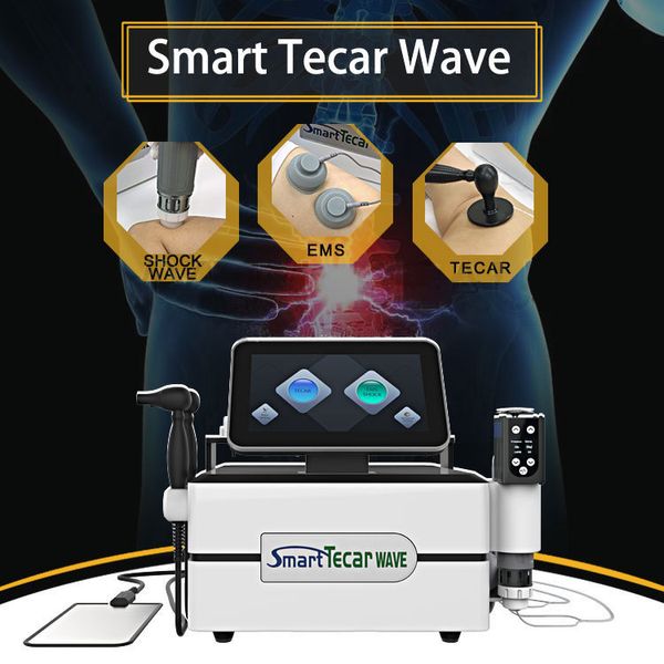 Thérapie par diathermie 3 en 1 Combiné onde de choc et stimulation musculaire EMS RET CET Smart Tecar Wave pour le massage corporel Rééducation douleur traitement ED