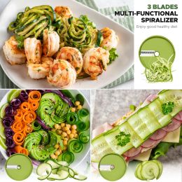 3 po en 1 pouce électrique Végétable Hopper Slicer Fruit Cutter Potato Spiralizer alimentaire Rotary Cutter Chopper Cuisine Accessoires