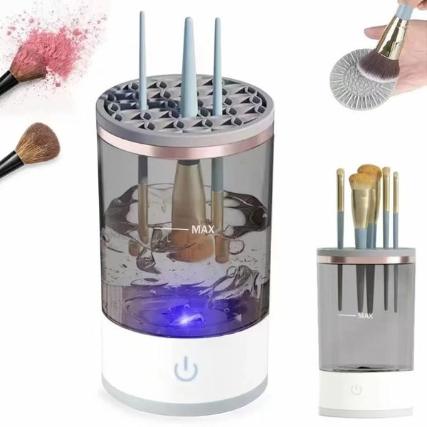 Máquina limpiadora de cepillo de maquillaje eléctrico 3-en-1: carga USB, cepillo cosmético automático Herramientas de limpieza en seco rápido