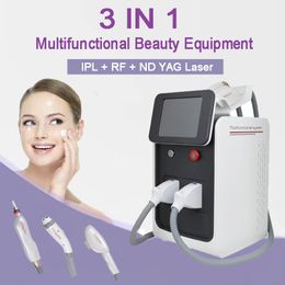 3 EN 1 Máquina Elight OPT Depilación RF Rejuvenecimiento facial Nd Yag Láser Tatuaje Eliminar cara negra Tratamiento de muñeca Instrumento de belleza para iluminar la piel