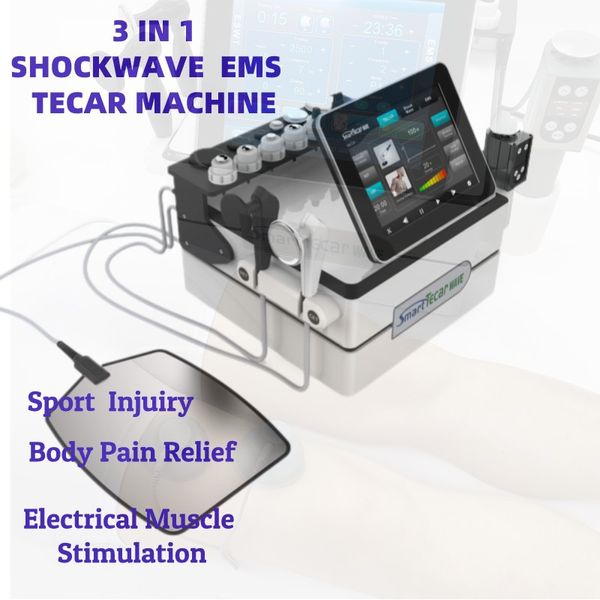 Machine de massage EMS à ondes de choc 3 en 1, équipement intelligent de thérapie Tecar pour blessures sportives, réduction de la Cellulite