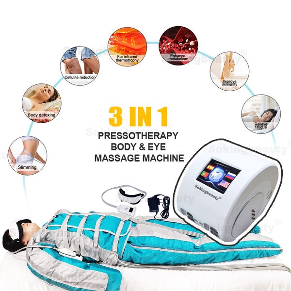 3 dans 1 Far infrarouge Pressotherapy Lymphatic Drainage Thérapie Thérapie Full Corps Détox Machine de perte de poids de massage de détente Sincil