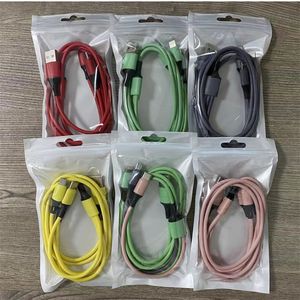 3 in 1 snellaadkabel snoer voor iPhone Xiaomi USB Type C opladerkabel Multi-poort meerdere USB-oplaaddraad 1,2 m met pp-pakket