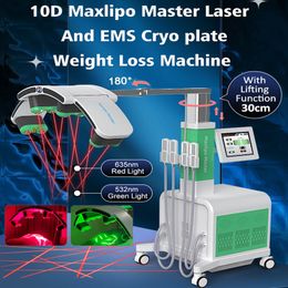 Hoogwaardige lipo laser lichaamscontourenapparatuur 532 nm 635nm lipolaser vet oplosmiddel 4 EMS cryo platen 10D diode laser gewichtsverlies schoonheid kliniekmachine