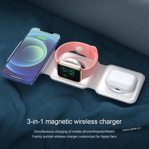 Chargeur sans fil rapide pliable 3 en 1, pour iPhone 15 14/Pro/Max/Plus/série 13/12, AirPods 3/2 Pro, Apple Watch/iWatch, chargeur de voyage