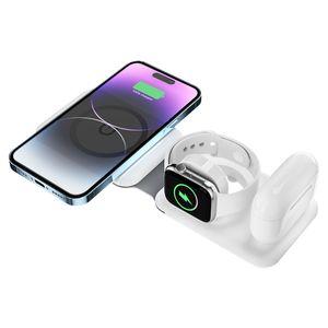 Chargeur sans fil magnétique pliable 3 en 1 Station d'accueil de charge rapide pour iPhone 14 13 12 Pro Max iWatch 8 7 SE AirPods Samsung Note20 Smartphones Huaiwei Mate