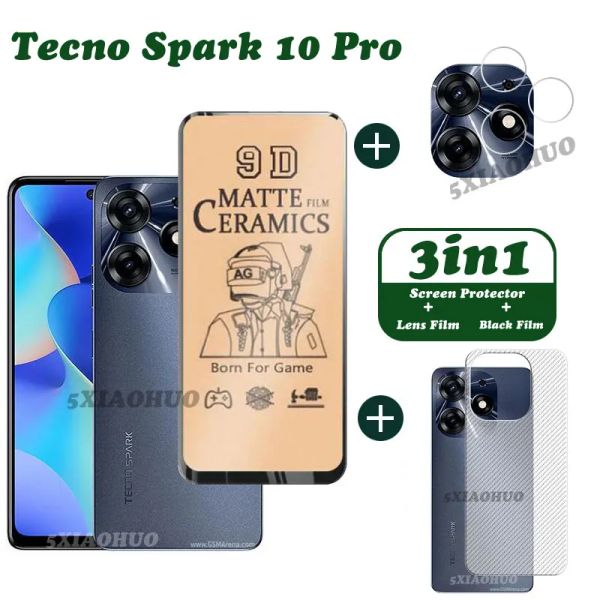 3-en-1 pour Tecno Spark 10 Pro Glass pour Tecno Spark 10 Pro Temperred Glass 9H Écran Protecteur pour Tecno Spark 10c Verre d'objectif