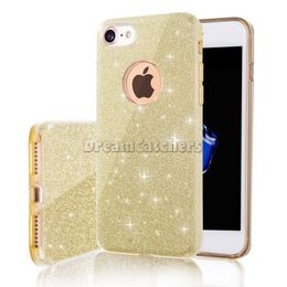 3 in 1 glitter case voor iPhone 14 Pro Max 14Plus 13 12 11 PU TPU Clear Bling Shining Flash Hard Back Cover Skin Shell voor smartphone