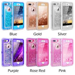 3 In 1 glitter vloeibare drijfzand kas bling kristal robotverdediger cases dekking voor iPhone 14Pro max 13 12 11 Pro max xr xs 8 7 6s plus samsung