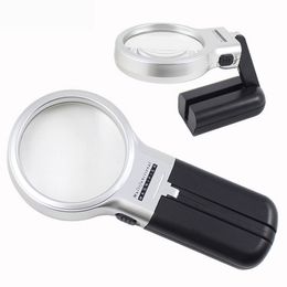 3 in 1 Handheld Desktop Vergrootglas 3x Microscoop Hars HD Lens Twee LED-verlichting Multifunctionele Vouwen Vergrootglas Loupe