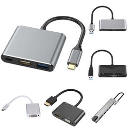 3-in-1-HDMI-kompatibler 4K-HD-VGA-1080p-Konverter, Dual-Display-Videokonverter-Adapter mit 3,5-mm-Audio für HDTV-Laptop-PC