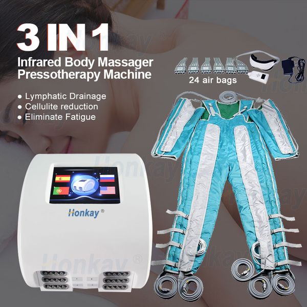 3 dans 1 Pressothérapie infrarouge Lymphatique Drainage Détox Machine 24 Airbag Presoterapia Pression d'air compression Pied Le jambe Sport Recovery Corpory Sinmming Massager