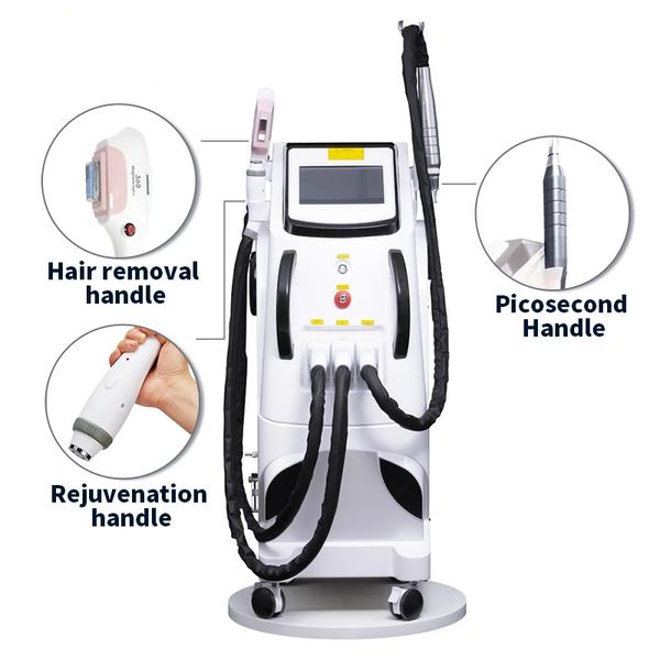 3 en 1 IPL OPT ELIGHT Machine d'épilation Picoseconde Laser Tattoo Remove Carbon Peeling RF Rajeunissement de la peau Épilation des rides Lifting du visage Épilateur permanent