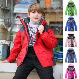 3 in 1 kinderen Outdoor Jassen Warm Sportswear Kindersportjassen Rits Dikker Hoodies met hoed Afneembare kleding