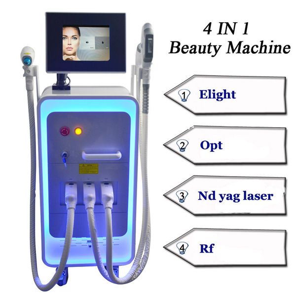 Depilador láser ipl 3 en 1, máquina corporal rf q switch nd yag, tratamiento de pigmentación, máquinas de rejuvenecimiento de la piel elight, 3 mangos
