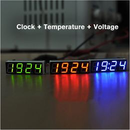 3 in 1 LED Digitale tijd wekker Temperatuurspanningsmodule Voltmeter thermometer voor CAR Electronic Diy Clock Home Decor