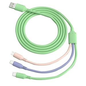 3 in 1 vloeibare siliconen kabels 1,2 m multi-kleuren USB-snellaadkabel type C Android-oplaadsnoer voor Samsung Xiaomi Huawei-telefoons Opp-pakket