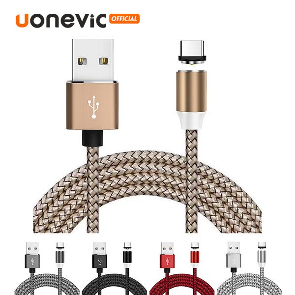 Ligne de chargeur de câble magnétique 3 en 1 Cordon de charge rapide en nylon Câble micro USB de type C