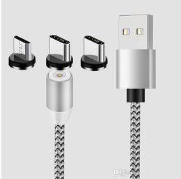 Cables magnéticos 3 en 1 para teléfono, Cable de carga rápida de nailon 2A, Cable Micro USB tipo C para Samsung S21 izeso
