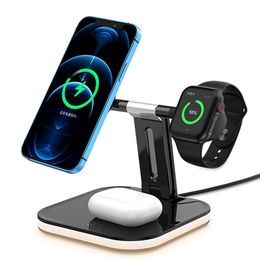 Cargador inalámbrico magnético 3 en 1 Estación de carga rápida de 15 W para Magsafe iPhone 12 Mini pro Max XS XR Cargadores Fit Apple Watch Airpods iwatch 6 SE Teléfonos Samsung Huawei