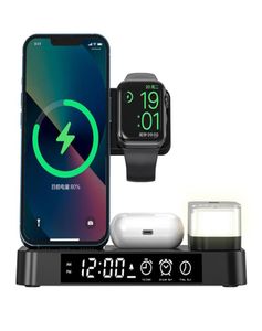 Cargador inalámbrico magnético 3 en 1 30W Qi carga rápida Macsafe iPhone 12 13 Pro Max Apple Watch Airpods Pro estación de carga9949554