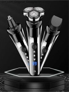 3-in-1 men's electric shaver beard trimmer ultra quiet whole body waterproof fast charging floating titanium three ring blade head Z230811