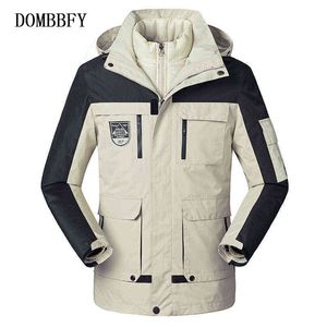 3 en 1 chaquetas para hombre Otoño Invierno Casual ejército rompevientos abrigos con capucha chaqueta de bombardero hombres moda impermeable 2 piezas conjunto chaquetas Y1109