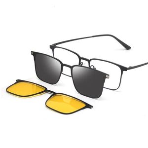 Clip magnét de style 3 po en métal sur des lunettes Tende de soleil Polarized Sunglasses For Men Optical Computer Lunes Night Vision Clips 240417